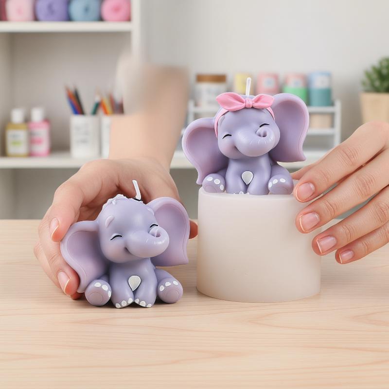 Soap Making Organic - Cetakan Lilin Silikon Gajah 3D Lucu,
